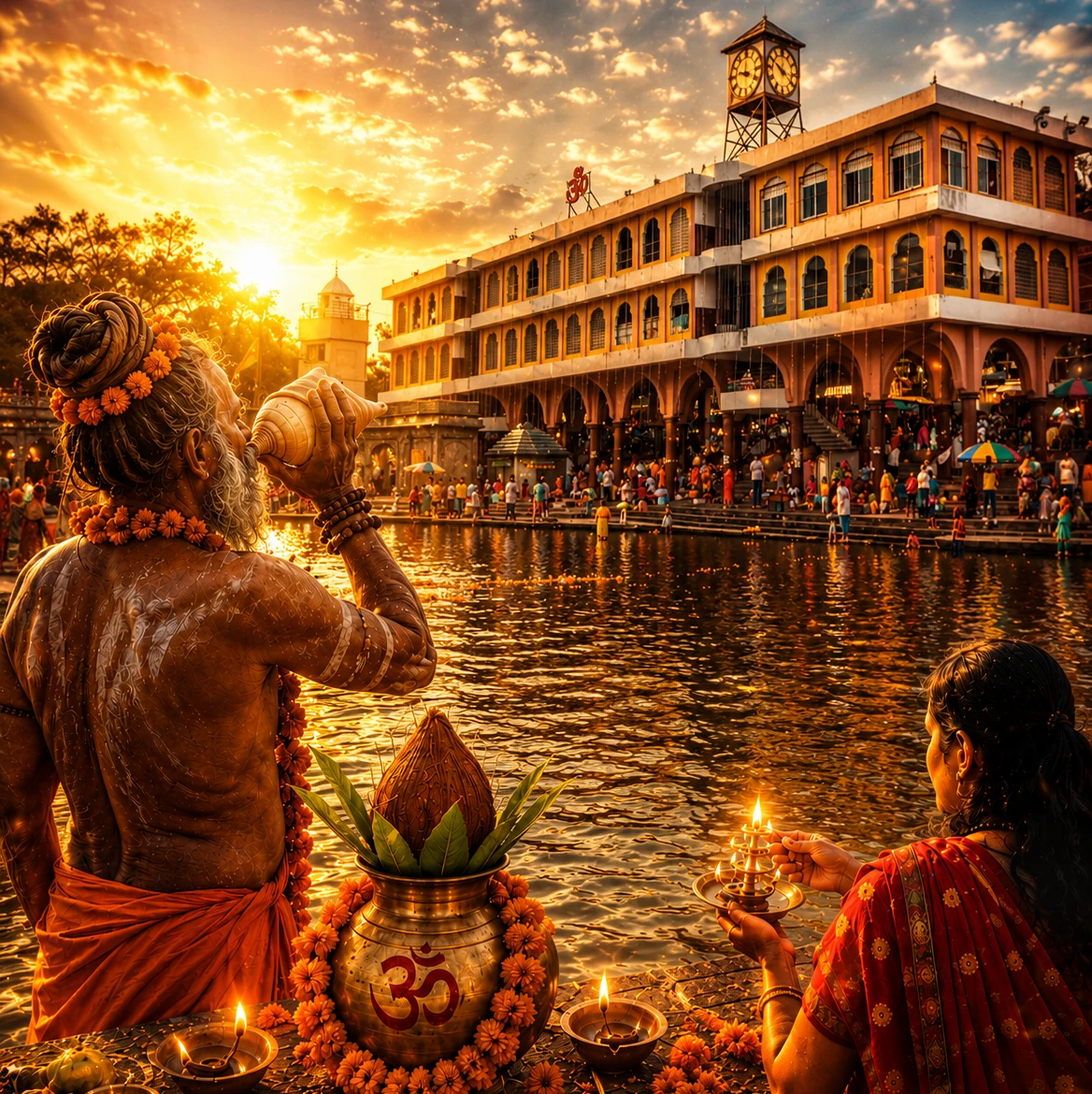 Sacred bathing at Kumbh Mela